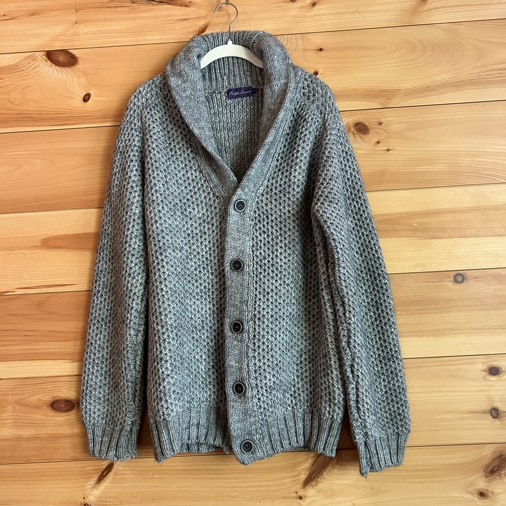 Ralph Lauren Purple Label Button-Up Shawl Neck Sweater Cardigan